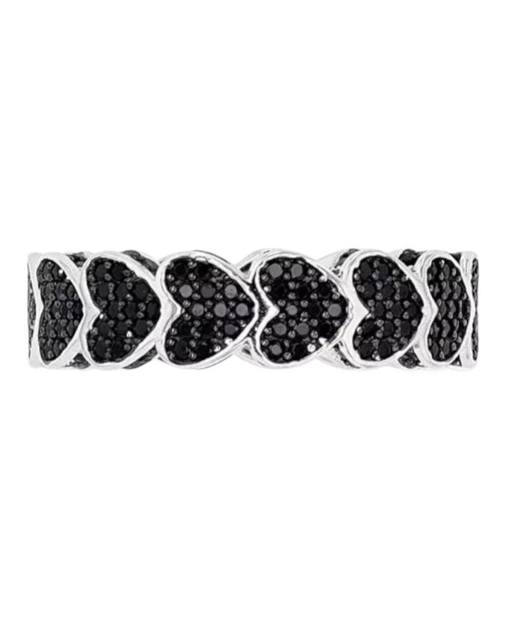 Macy's Black Spinel Pave Hearts Eternity Ring - Size 5